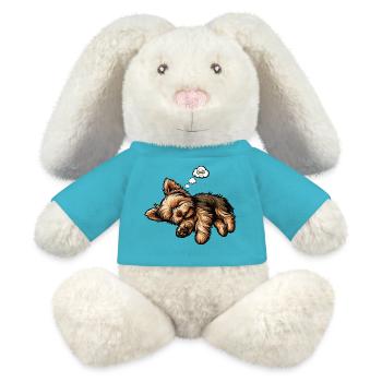 Yorkshire Terrier Yorkie Propriétaire Yorkie Yorkies - Lapin en peluche recyclé MiniFeet® Crème - bleu outremer - Devant