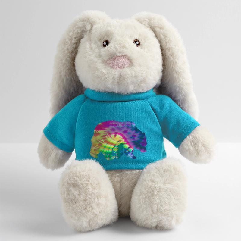 Bear Silhouette Tie Dye Batik Pattern Lapin en peluche recyclé MiniFeet® Crème