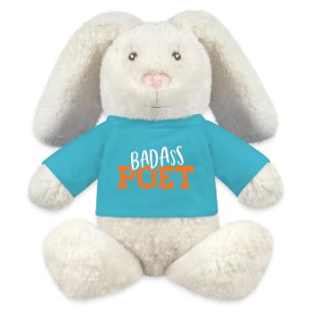Badass Poet Typography Design - MiniFeet® RecycelHase® Creme - Atollblau - Vorne