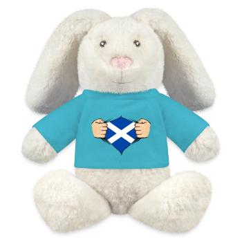 Scotland Flag Design - MiniFeet® RecycelHase® Bunny Cream - atoll blue - Front