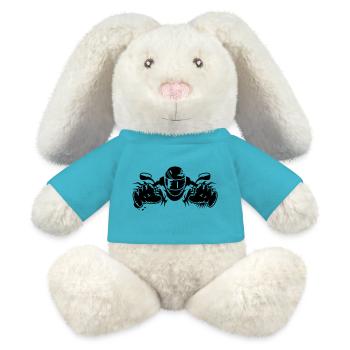 conduire une moto - Lapin en peluche recyclé MiniFeet® Crème - bleu outremer - Devant