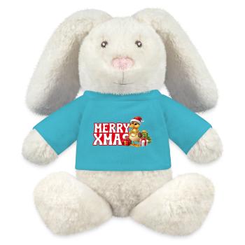 Joyeux Noël - Canard de Noël - Lapin en peluche recyclé MiniFeet® Crème - bleu outremer - Devant