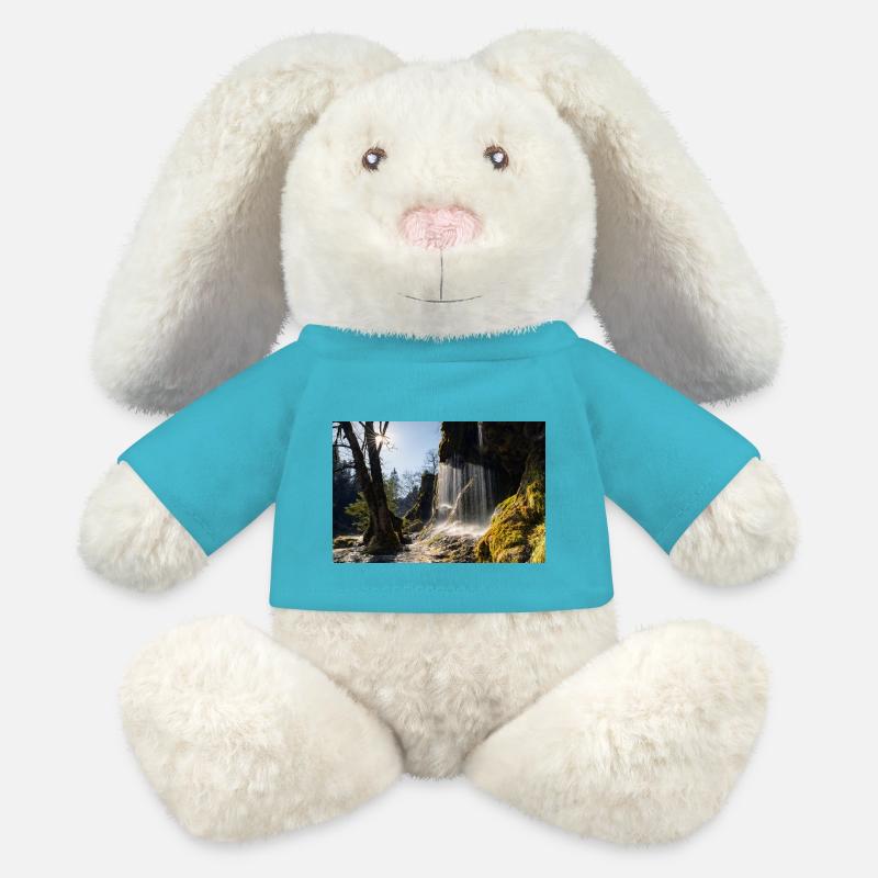 Chutes du Voile - Lapin en peluche recyclé MiniFeet® Crème - bleu outremer