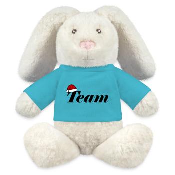 Équipe Chapeau de Noël - Lapin en peluche recyclé MiniFeet® Crème - bleu outremer - Devant