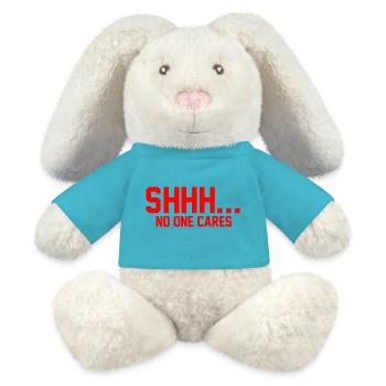 CHUT... Personne ne s’en soucie - Lapin en peluche recyclé MiniFeet® Crème - bleu outremer - Devant