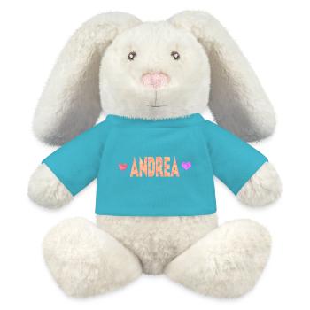 Andrea - MiniFeet® RecycelHase® Creme - Atollblau - Vorne