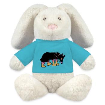 ours coloré - Lapin en peluche recyclé MiniFeet® Crème - bleu outremer - Devant