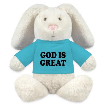 god is great - MiniFeet® RecycelHase® Bunny Cream - atoll blue - Front