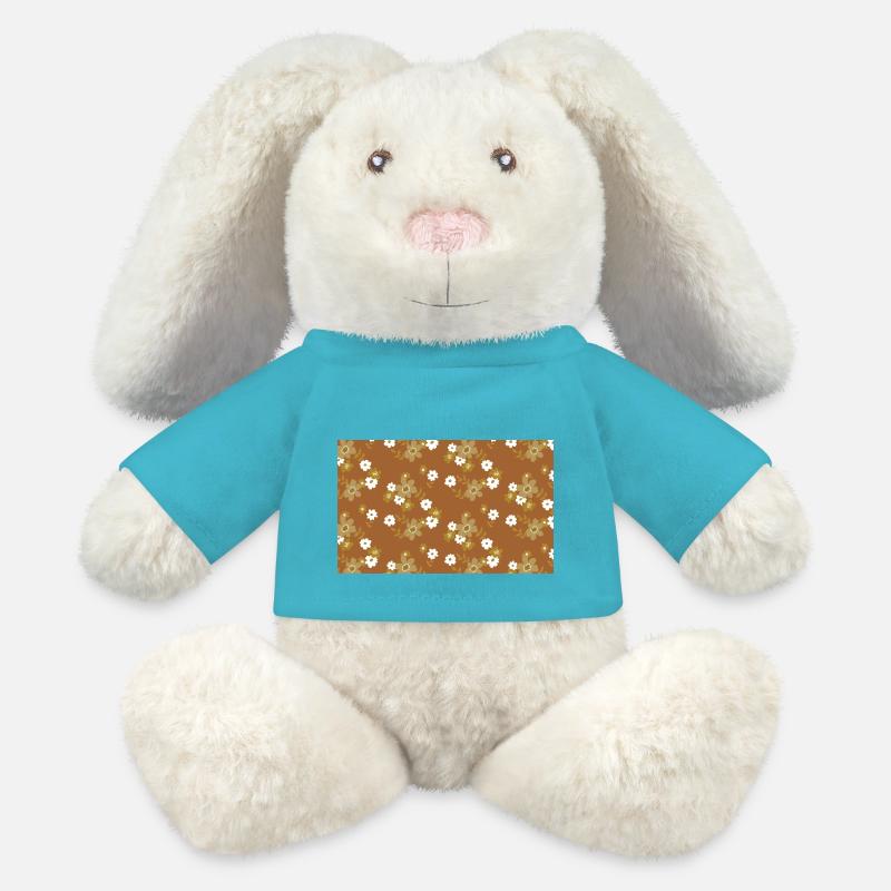 70s flower pattern - MiniFeet® RecycelHase® Bunny Cream - atoll blue