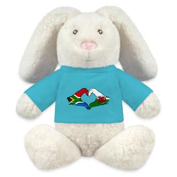 South Africa Wales Flag Hands Heart Shape Used - MiniFeet® RecycelHase® Bunny Cream - atoll blue - Front