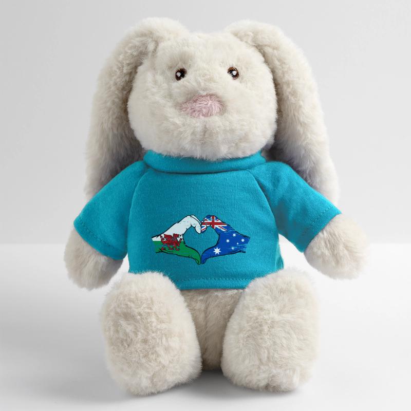 Pays de Galles Australie drapeau mains forme de coeur utilisé Lapin en peluche recyclé MiniFeet® Crème