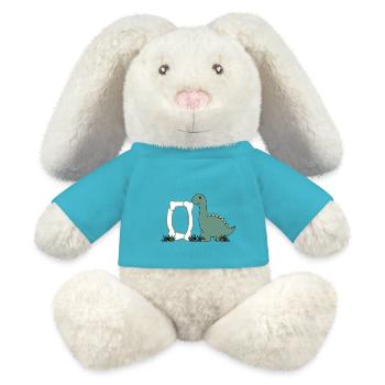 Letter O - MiniFeet® RecycelHase® Bunny Cream - atoll blue - Front