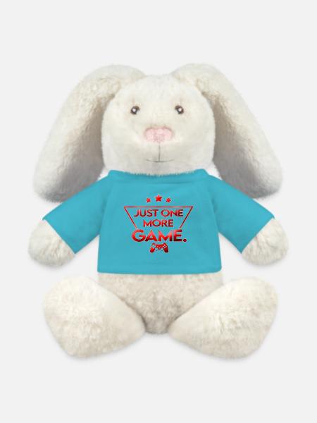 Just_one_more_game_ _rot_farbe - MiniFeet® RecycelHase® Bunny Cream - atoll blue