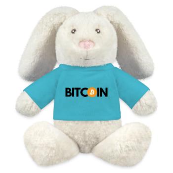 Crypto BITCOIN 2 - Lapin en peluche recyclé MiniFeet® Crème - bleu outremer - Devant