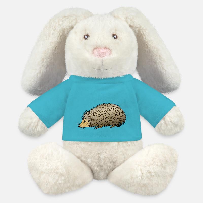 Hérisson - Lapin en peluche recyclé MiniFeet® Crème - bleu outremer