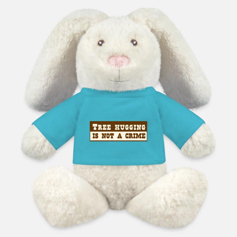 Tree hugging is not a crime - Lapin en peluche recyclé MiniFeet® Crème - bleu outremer
