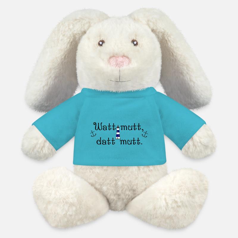 Watt mutt datt mutt - MiniFeet® RecycelHase® Creme - Atollblau