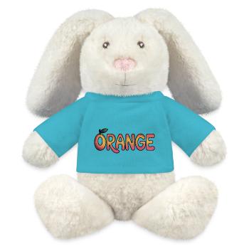 Süßes Orange - Cooles Vintage Frucht Logo - MiniFeet® RecycelHase® Creme - Atollblau - Vorne