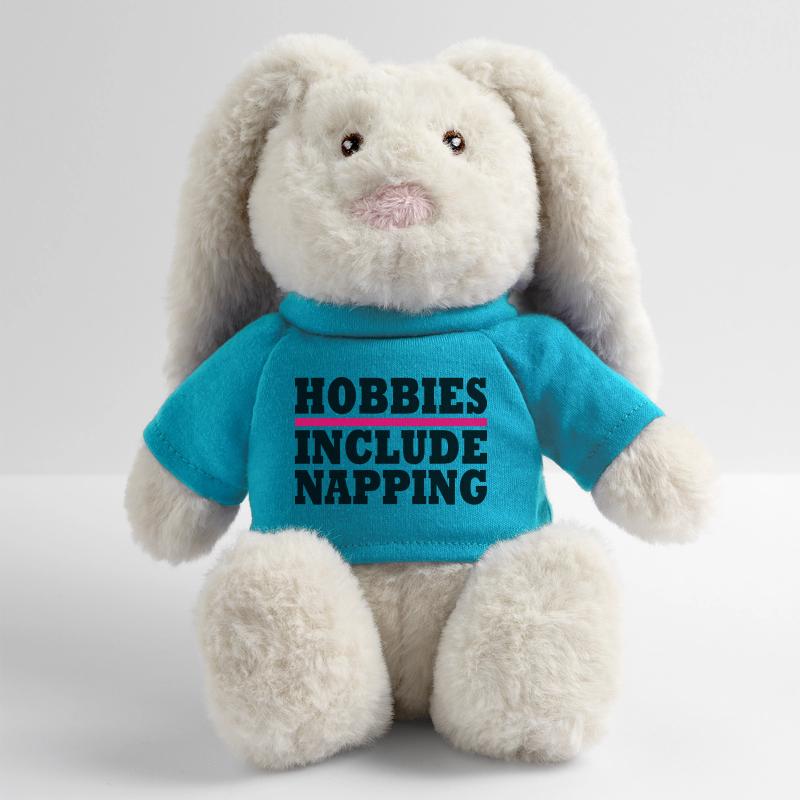 Hobbies include napping Lapin en peluche recyclé MiniFeet® Crème