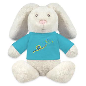 Colombe Ruban Bleu Jaune Paix - Lapin en peluche recyclé MiniFeet® Crème - bleu outremer - Devant
