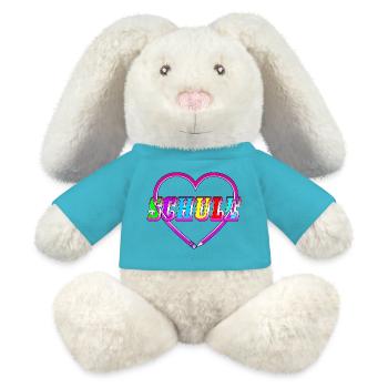 Pencil Heart School Font Pink School Beginners - MiniFeet® RecycelHase® Bunny Cream - atoll blue - Front
