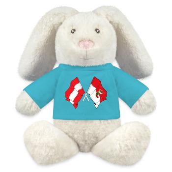 Drapeau Autriche & Salzbourg franchi - Lapin en peluche recyclé MiniFeet® Crème - bleu outremer - Devant