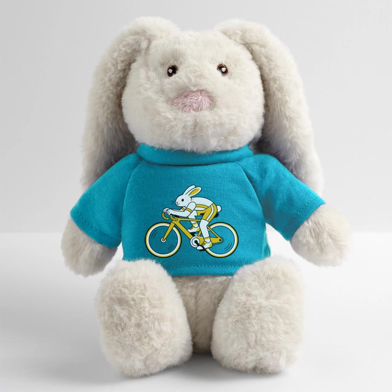 Hase auf einem Rennrad MiniFeet® RecycelHase® Creme