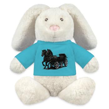 Chariot avec jantes chromées modernes - Lapin en peluche recyclé MiniFeet® Crème - bleu outremer - Devant