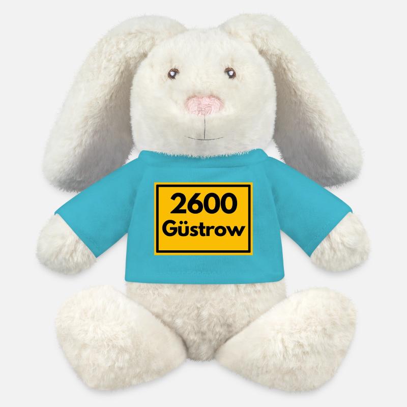 OLD POSTCODE ZIP CODE 2600 GÜSTROW RENAISSANCE - MiniFeet® RecycelHase® Bunny Cream - atoll blue