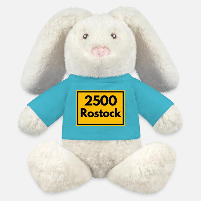 OLD POSTCODE POSTCODE RETRO 2500 ROSTOCK HANSEPORT - MiniFeet® RecycelHase® Bunny Cream - atoll blue