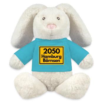 ALTE POSTLEITZAHL PLZ RETRO 2053 HAMBURG BÖRNSEN - MiniFeet® RecycelHase® Creme - Atollblau - Vorne