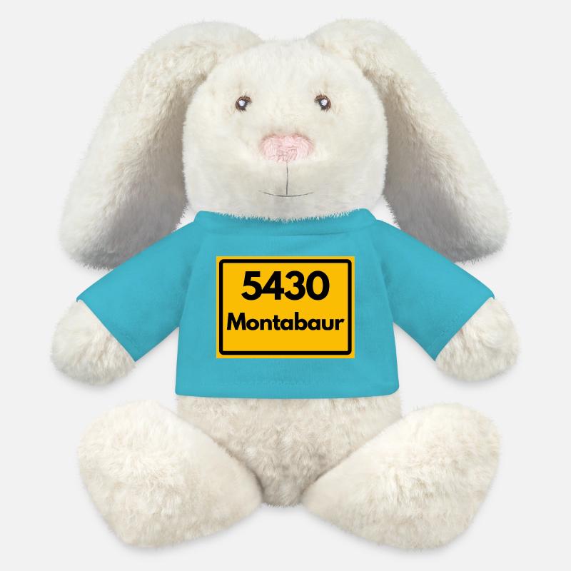 ANCIEN CODE POSTAL RETRO 5430 MONTABAUR - Lapin en peluche recyclé MiniFeet® Crème - bleu outremer