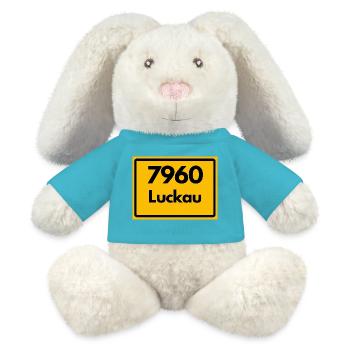 ALTE POSTLEITZAHL PLZ, BRANDENBURG 7960 LUCKAU - MiniFeet® RecycelHase® Creme - Atollblau - Vorne