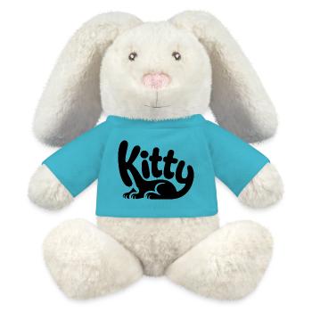 Kitty - Cute Pet Cat Design - MiniFeet® RecycelHase® Bunny Cream - atoll blue - Front