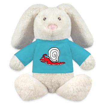 Schnecke Schnell Kriechen Lustig Cartoon Raserei - MiniFeet® RecycelHase® Creme - Atollblau - Vorne