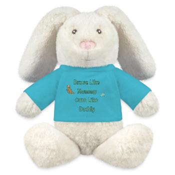 Courageux comme maman - Lapin en peluche recyclé MiniFeet® Crème - bleu outremer - Devant