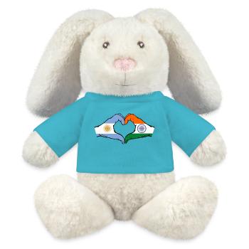 Argentina India Flag Hands Heart Shape - MiniFeet® RecycelHase® Bunny Cream - atoll blue - Front