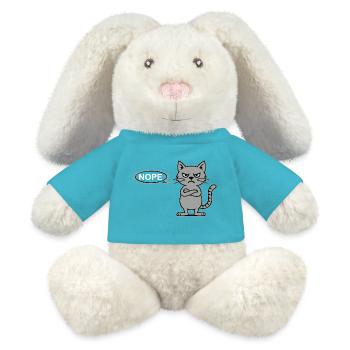 Skeptical Cat NOPE Statement - MiniFeet® RecycelHase® Bunny Cream - atoll blue - Front