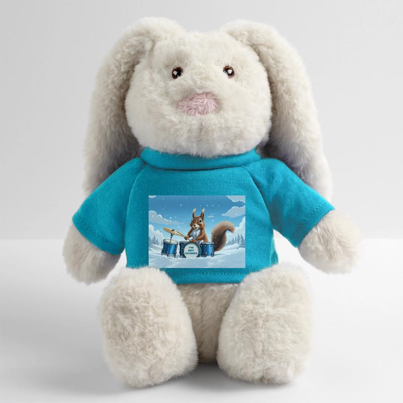 Squirrel plays drums MiniFeet® RecycelHase® Bunny Cream