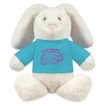 Gedankenblase mit Hirnzeichnung Lehrer Shirt lusti - MiniFeet® RecycelHase® Creme - Atollblau - Vorne
