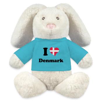 I love Denmark - J'aime le Danemark - Lapin en peluche recyclé MiniFeet® Crème - bleu outremer - Devant