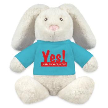 Yes i can es versuchen! - MiniFeet® RecycelHase® Creme - Atollblau - Vorne