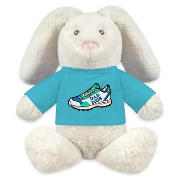Annonce du bébé : Papa Coureur 2026 - Lapin en peluche recyclé MiniFeet® Crème - bleu outremer - Devant