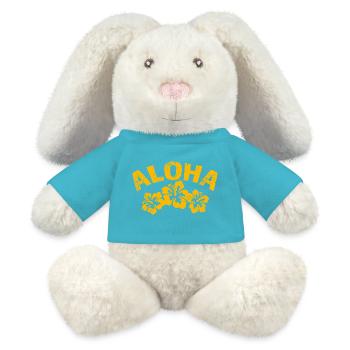 Aloha Hibiskus Tropen-Print - MiniFeet® RecycelHase® Creme - Atollblau - Vorne