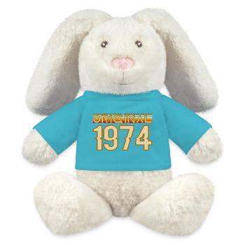 Originale Retro 70s von 1974 - MiniFeet® RecycelHase® Creme - Atollblau - Vorne