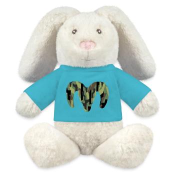 Dickhornschaf Camouflage – Wildnis pur - MiniFeet® RecycelHase® Creme - Atollblau - Vorne