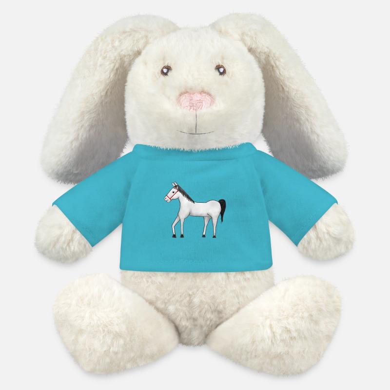 Ross, Étalon, Cheval, Cheval Imbécile, Cavalier, Cheval, Cheval - Lapin en peluche recyclé MiniFeet® Crème - bleu outremer