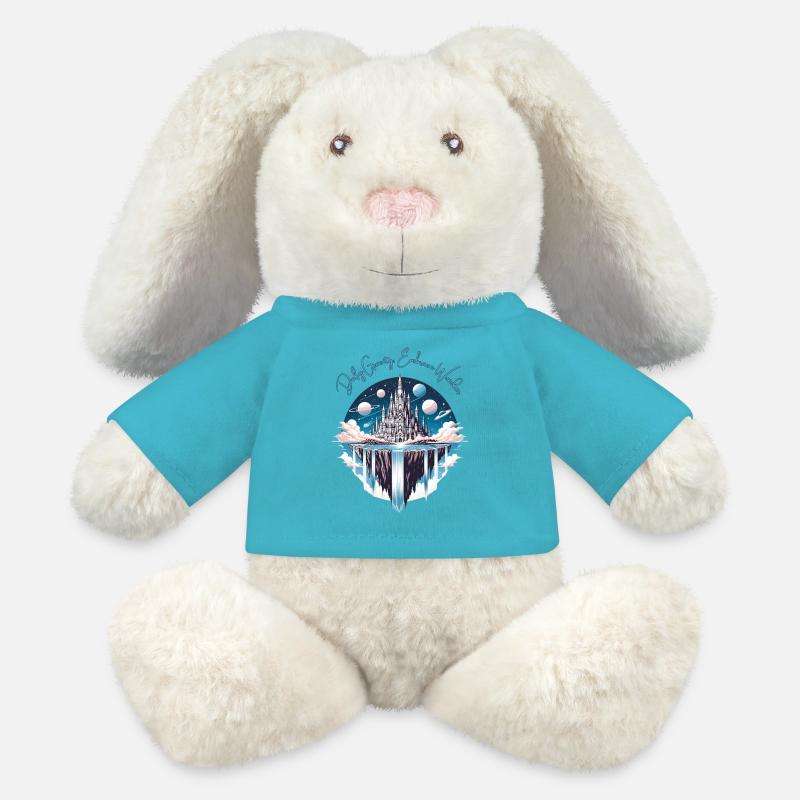 Floating Island with an Upside Down Castle - MiniFeet® RecycelHase® Bunny Cream - atoll blue