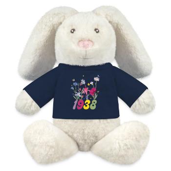 Geburtsjahr 1938 Wildblumen - MiniFeet® RecycelHase® Creme - French Navy - Vorne