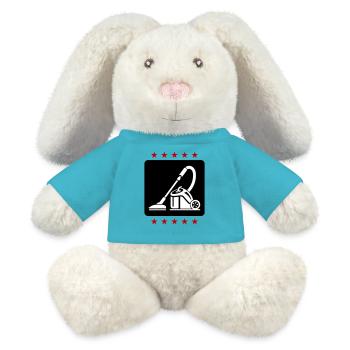 Staubsauger Putzen - MiniFeet® RecycelHase® Creme - Atollblau - Vorne